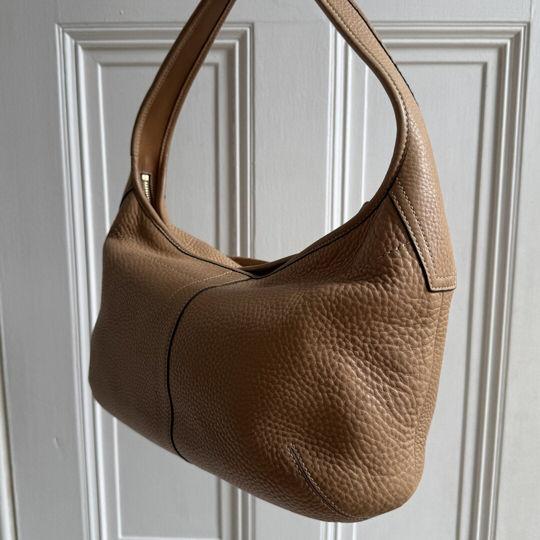 Coach Hobo Leather Beige Shoulder Bag