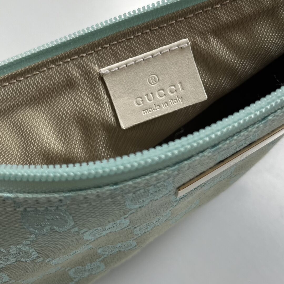 Gucci Monogram Blue Boat Pochette Handbag