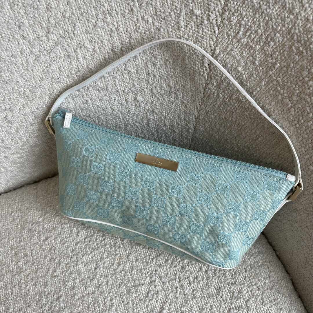 Gucci Monogram Blue Boat Pochette Handbag