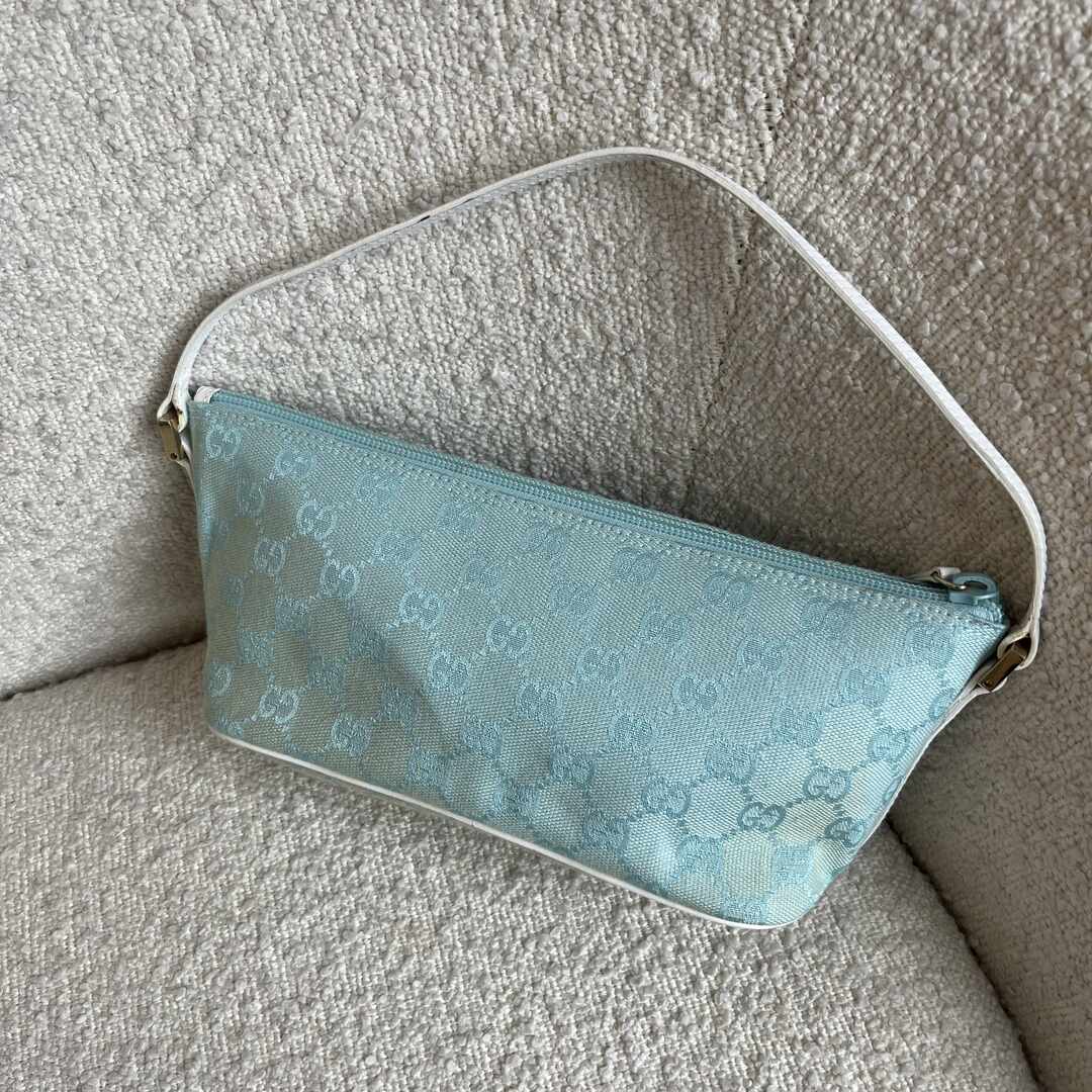 Gucci Monogram Blue Boat Pochette Handbag