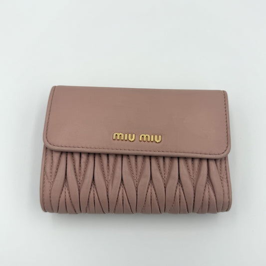 Miu Miu Matelasse Leather Pink Wallet