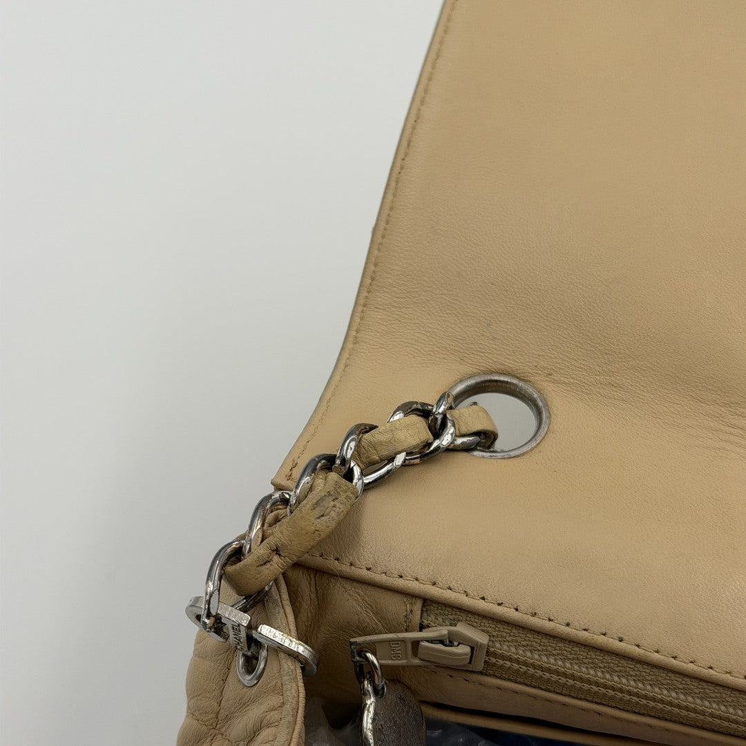90s Chanel Matelasse Flap Chain Silver Beige Shoulder Bag