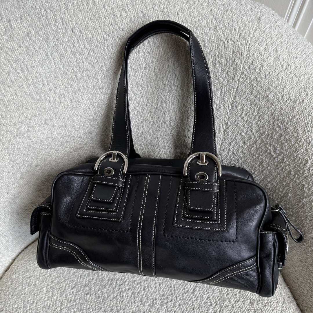 Coach Boston Leather Black Shoulder Bag