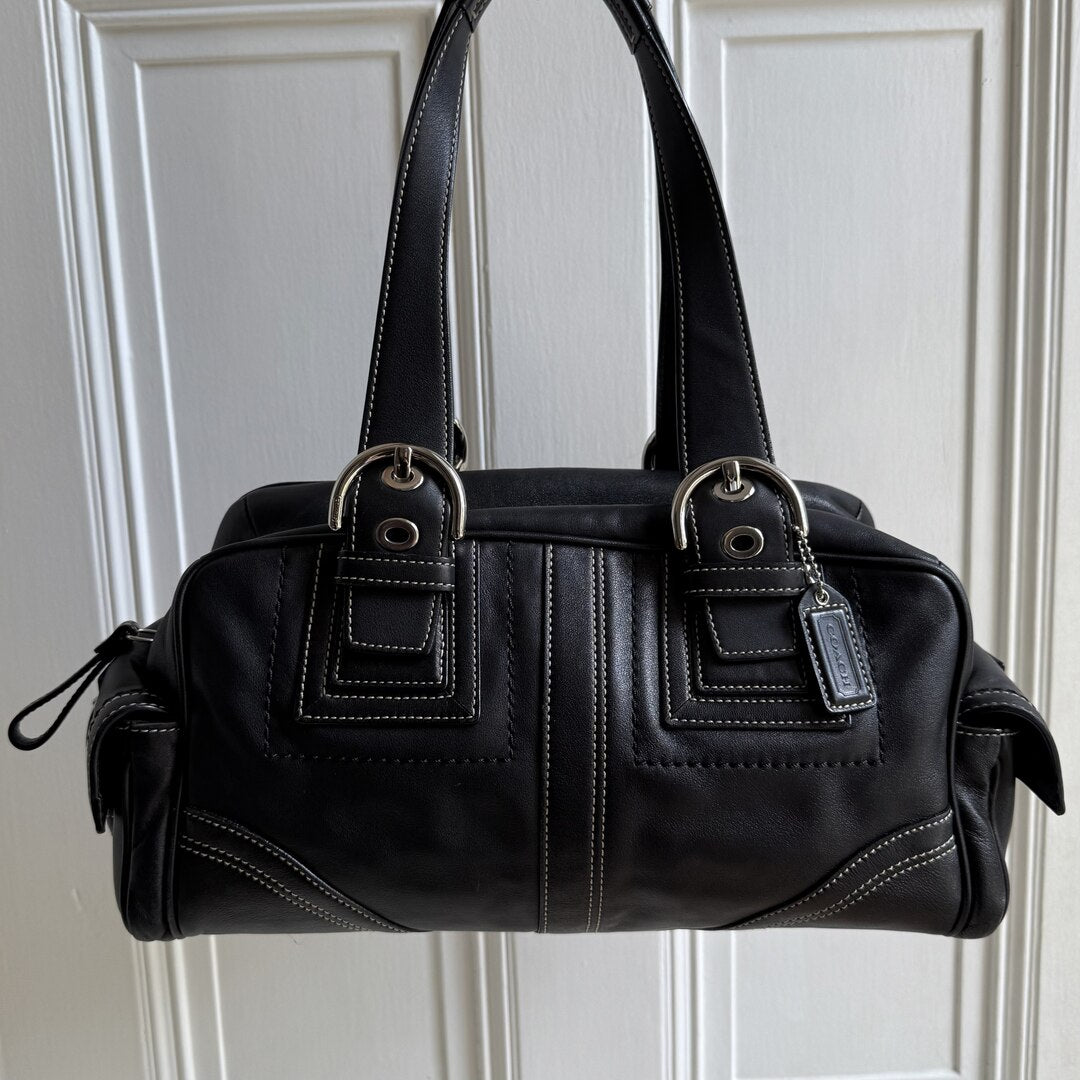 Coach Boston Leather Black Shoulder Bag