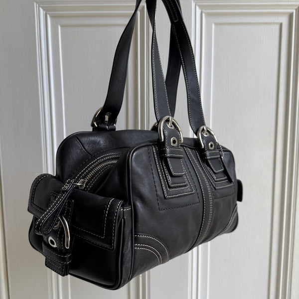 Coach Boston Leather Black Shoulder Bag