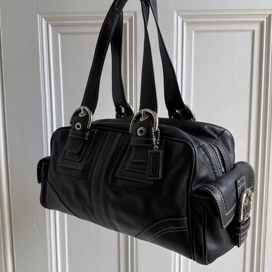 Coach Boston Leather Black Shoulder Bag