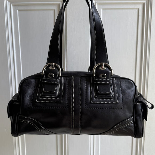 Coach Boston Leather Black Shoulder Bag