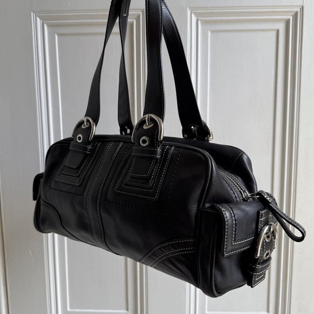 Coach Boston Leather Black Shoulder Bag