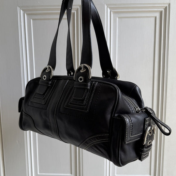 Coach Boston Leather Black Shoulder Bag