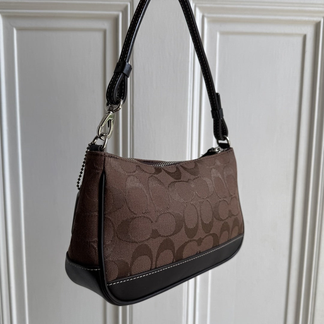 Coach Signature Demi Brown Shoulder Bag