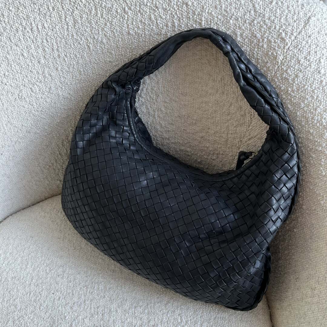 Bottega Veneta Intrecciato Hobo Black Bag