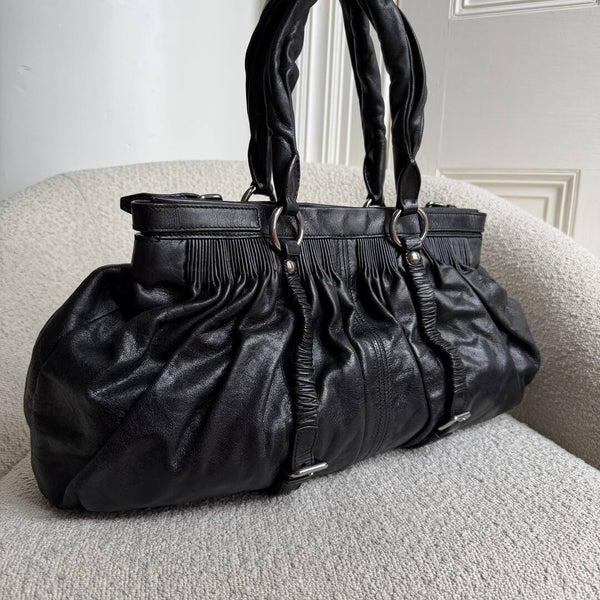 Miu Miu Crinkled Leather Black Shoulder Bag
