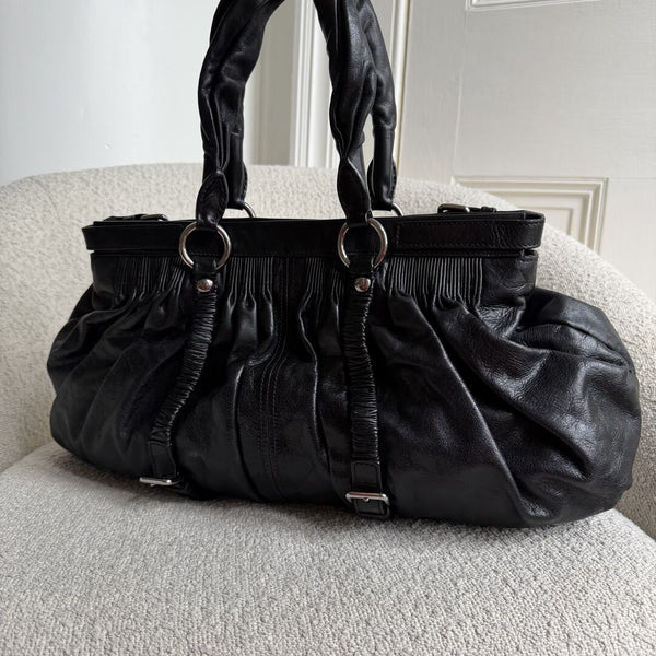 Miu Miu Crinkled Leather Black Shoulder Bag