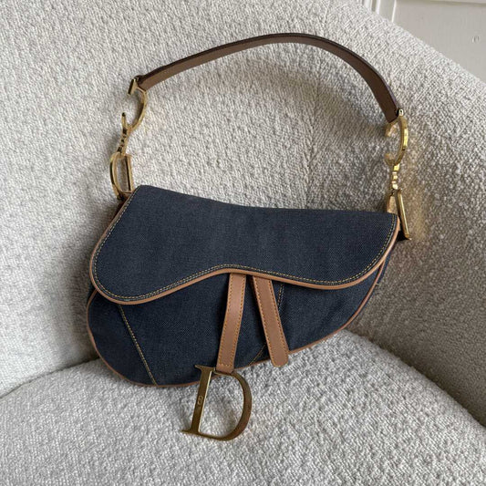2002 Dior Saddle Denim Blue Handbag