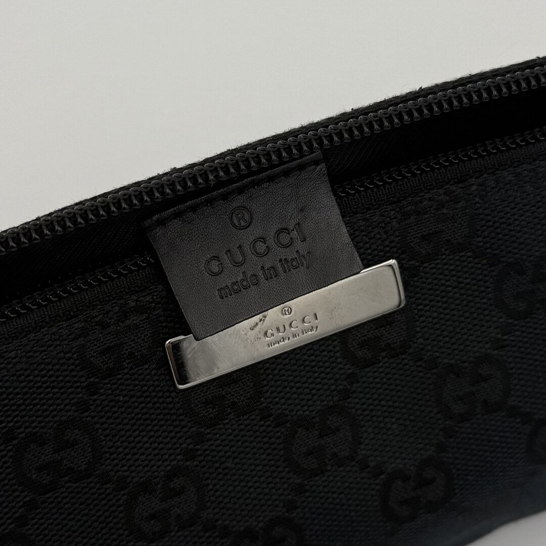 Gucci GG Monogram Black Boat Pochette Handbag