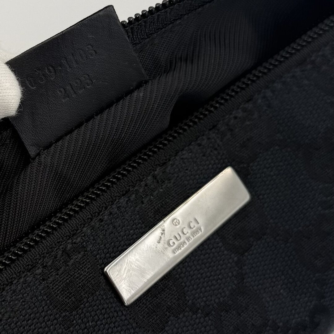 Gucci GG Monogram Black Boat Pochette Handbag
