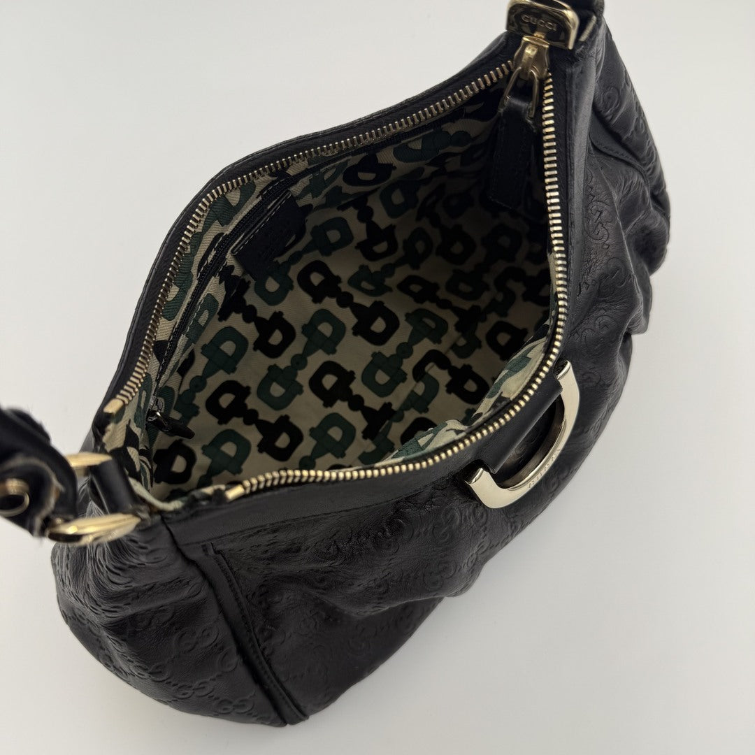 Gucci Guccissima Abbey Leather Black Shoulder Bag