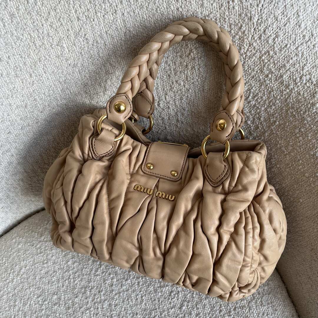 Miu Miu Matelasse Beige Leather Handbag