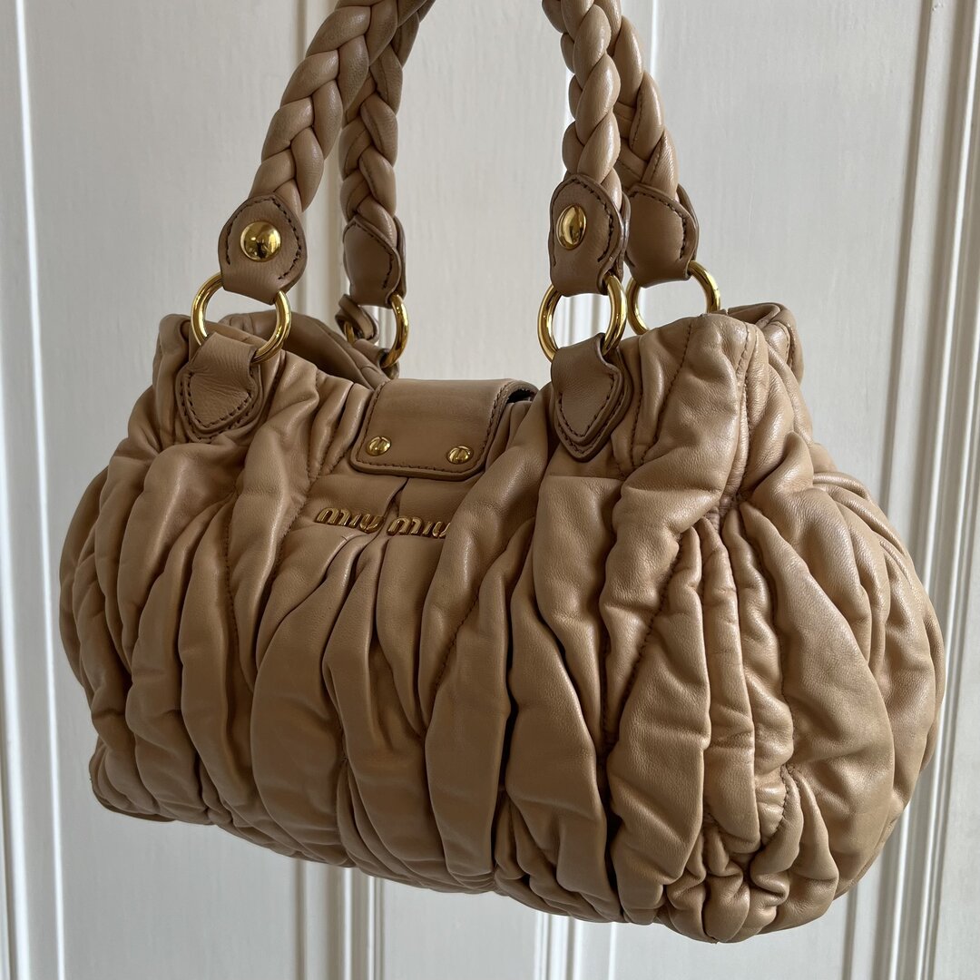 Miu Miu Matelasse Beige Leather Handbag