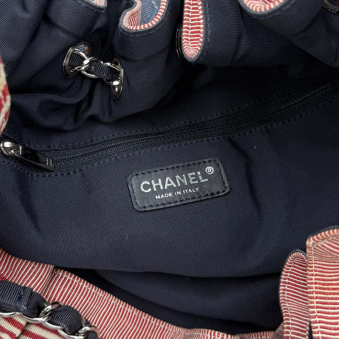 2009 Chanel CC Quilted Stitch Denim Chain Shoulder Bag