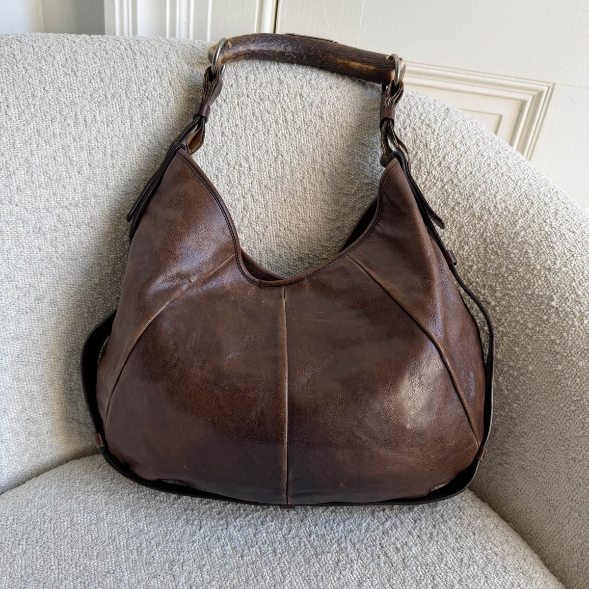 2000s YSL Mombasa Leather Brown Shoulder Bag
