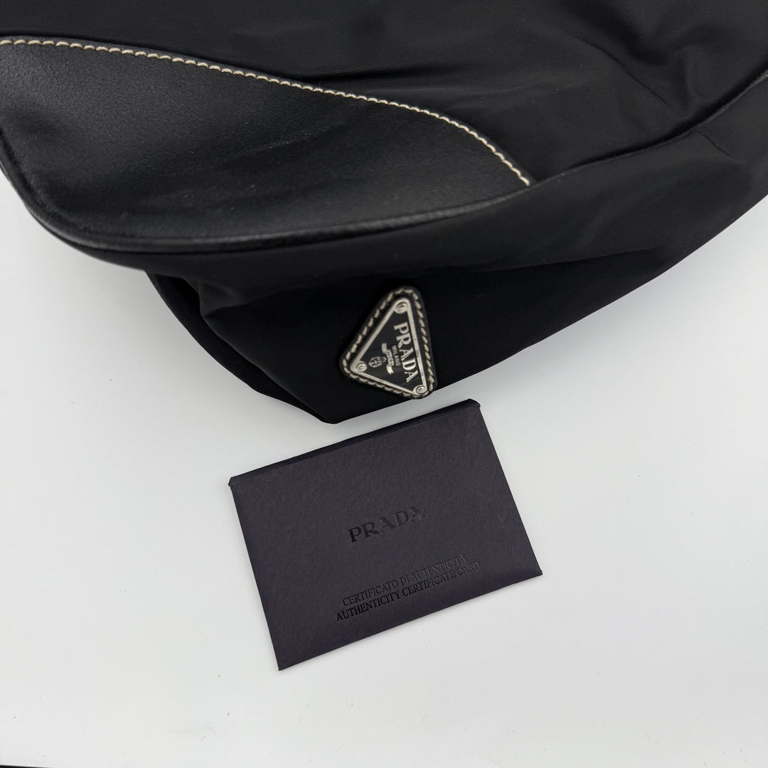 2002 Prada XL Moon Black Shoulder Bag