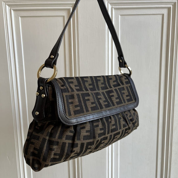 Fendi Zucca Flap Shoulder Bag