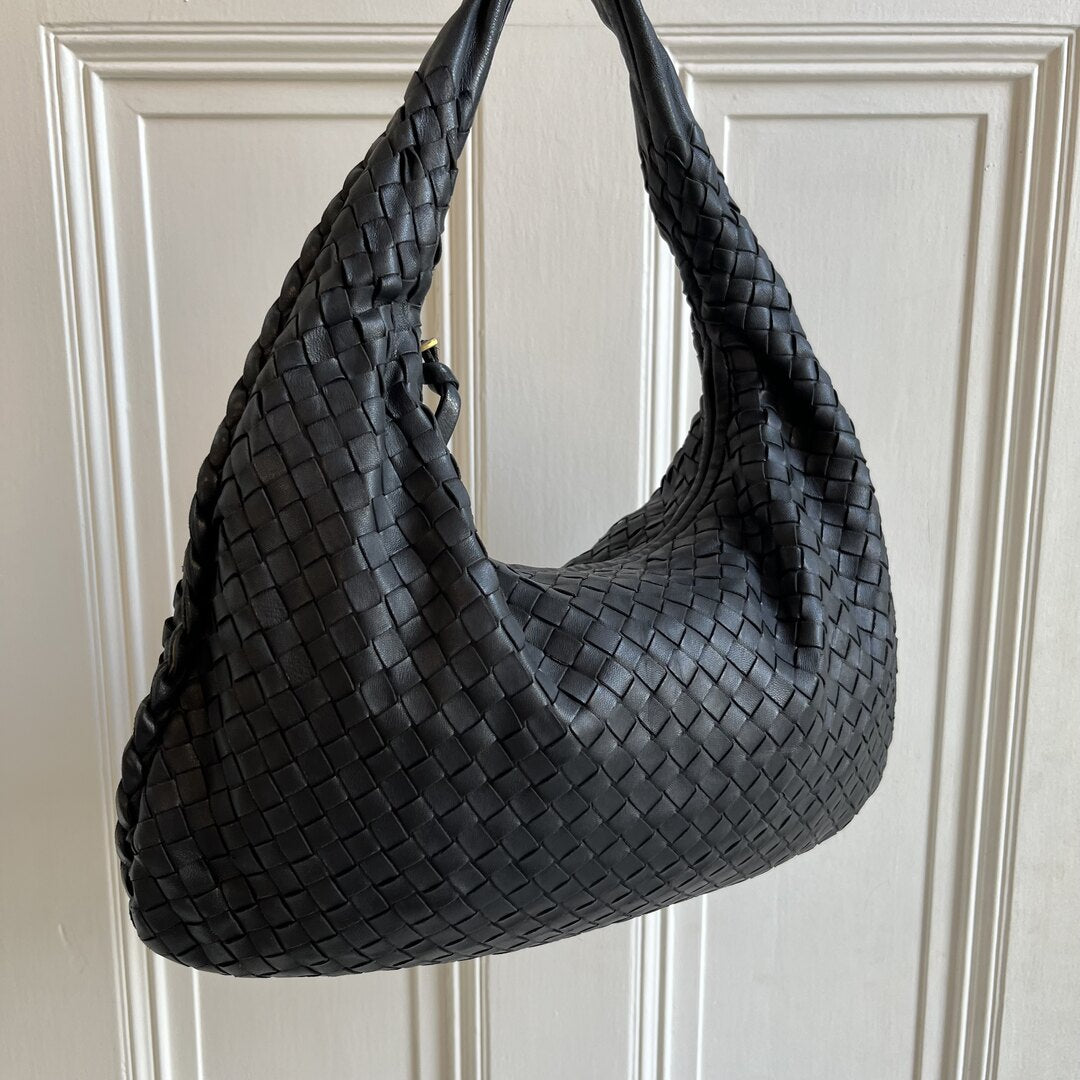 Bottega Veneta Intrecciato Hobo Black Bag