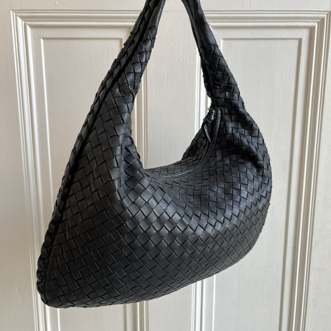 Bottega Veneta Intrecciato Hobo Black Bag