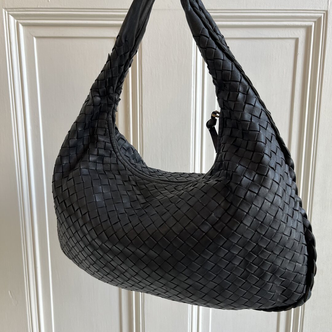 Bottega Veneta Intrecciato Hobo Black Bag