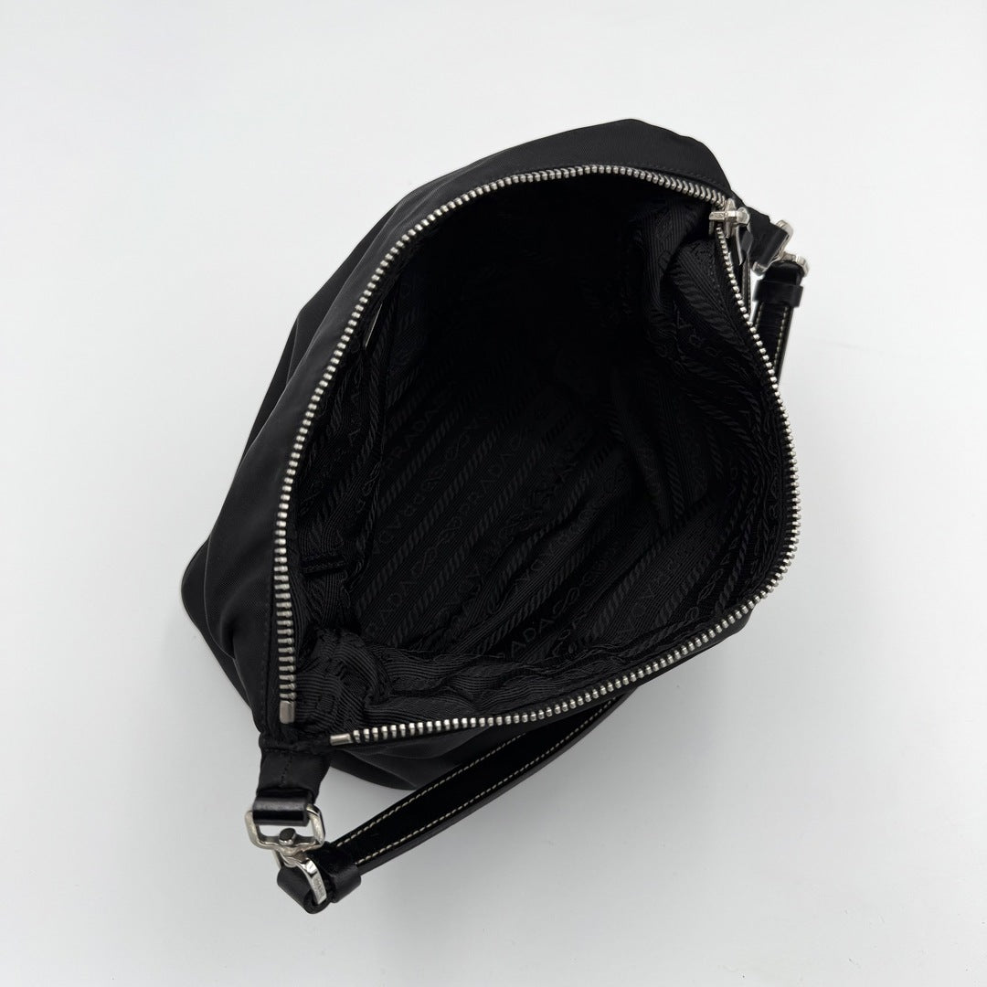 Prada Tessuto Hobo Nylon Black Mini Shoulder Bag