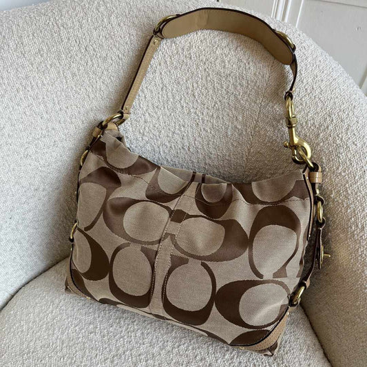 Coach Signature Stud Brown Shoulder Bag