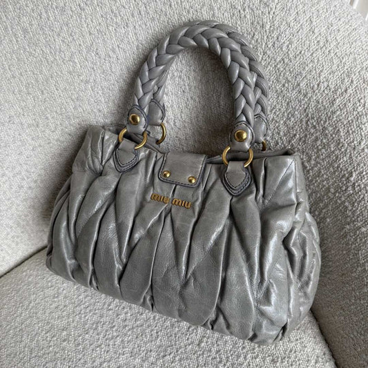 Miu Miu Matelasse Grey Leather Handbag
