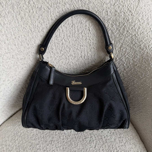 Gucci GG Canvas Abbey Black Shoulder Bag