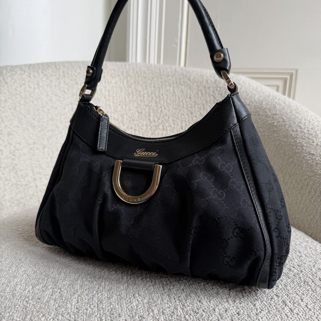 Gucci GG Canvas Abbey Black Shoulder Bag