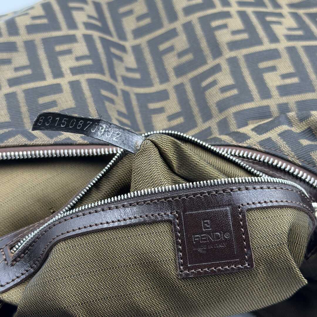 Fendi Zucca Double Zip Brown Shoulder Bag