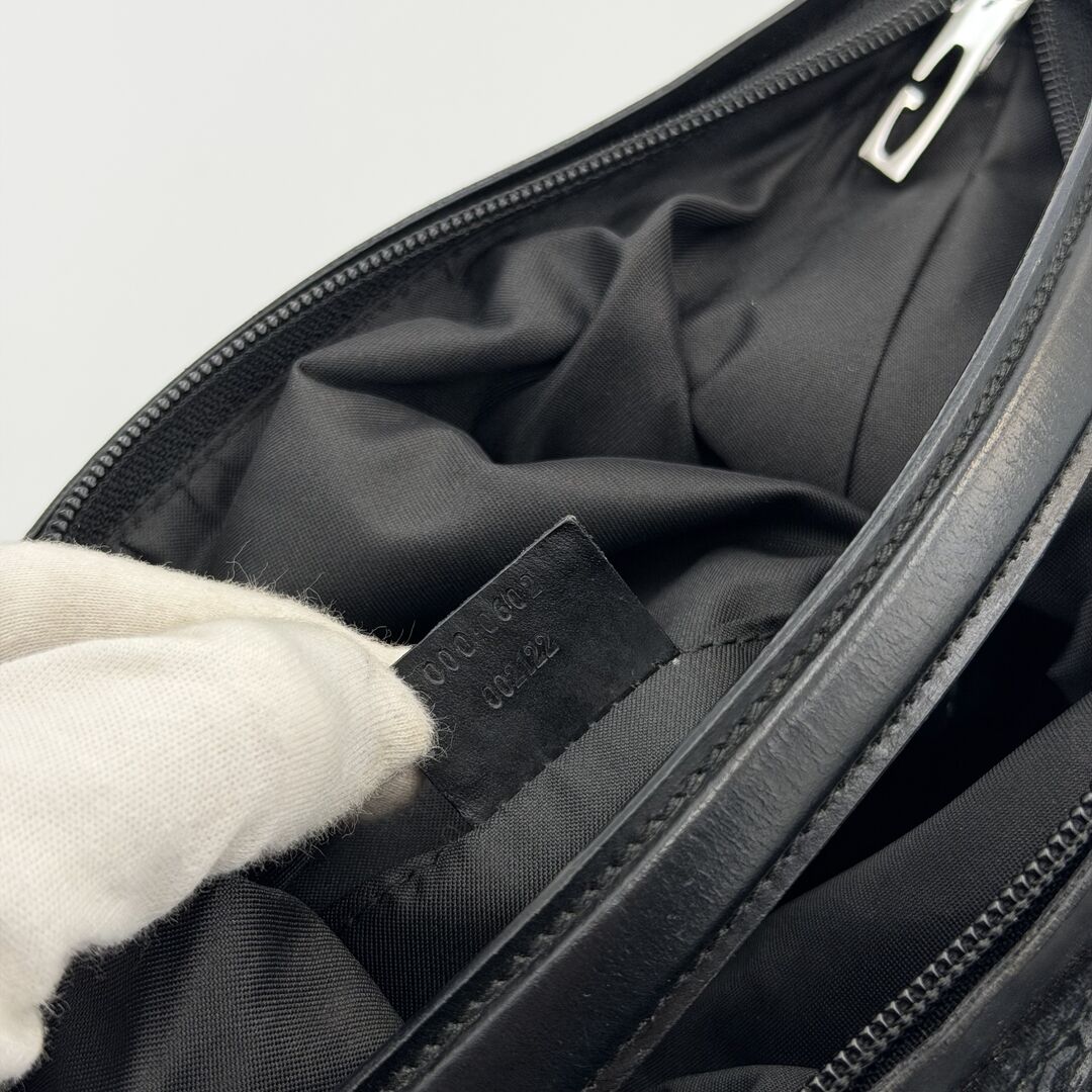 Gucci GG Monogram Suede Navy Shoulder Bag