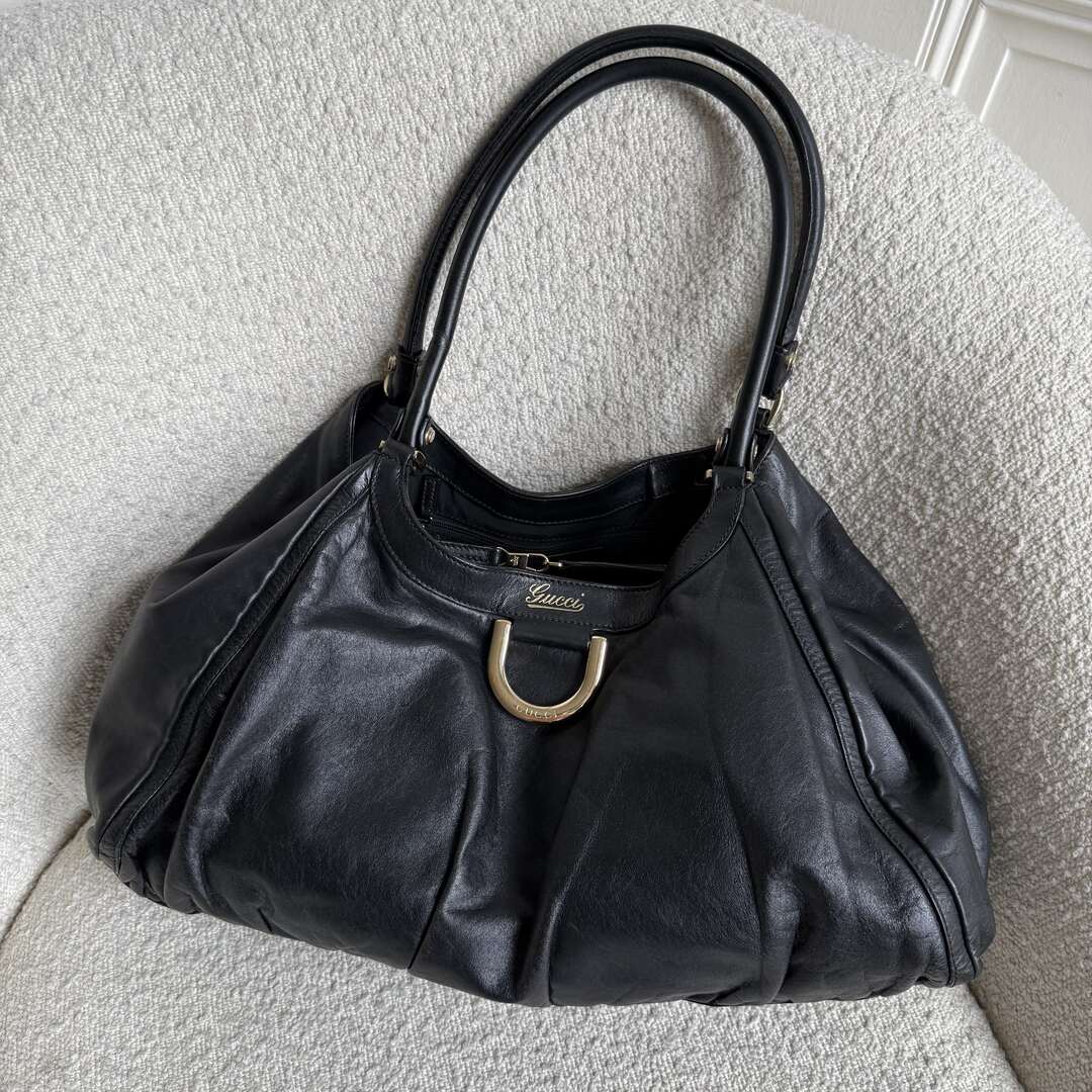 Gucci Abbey Black Leather Tote Bag