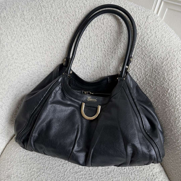 Gucci Abbey Black Leather Tote Bag