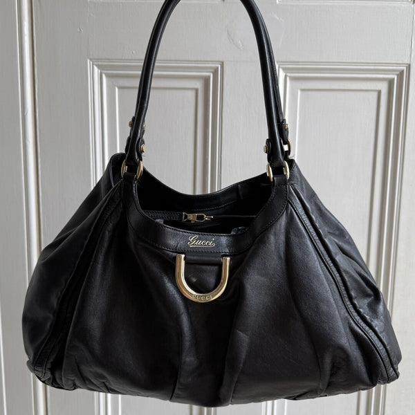 Gucci Abbey Black Leather Tote Bag