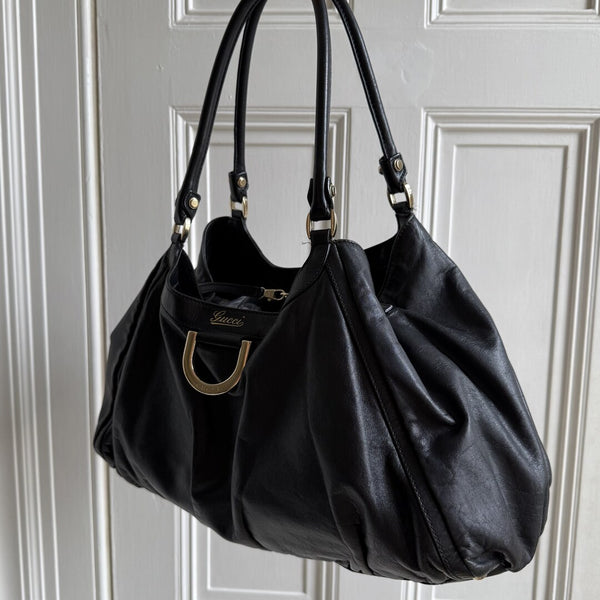 Gucci Abbey Black Leather Tote Bag