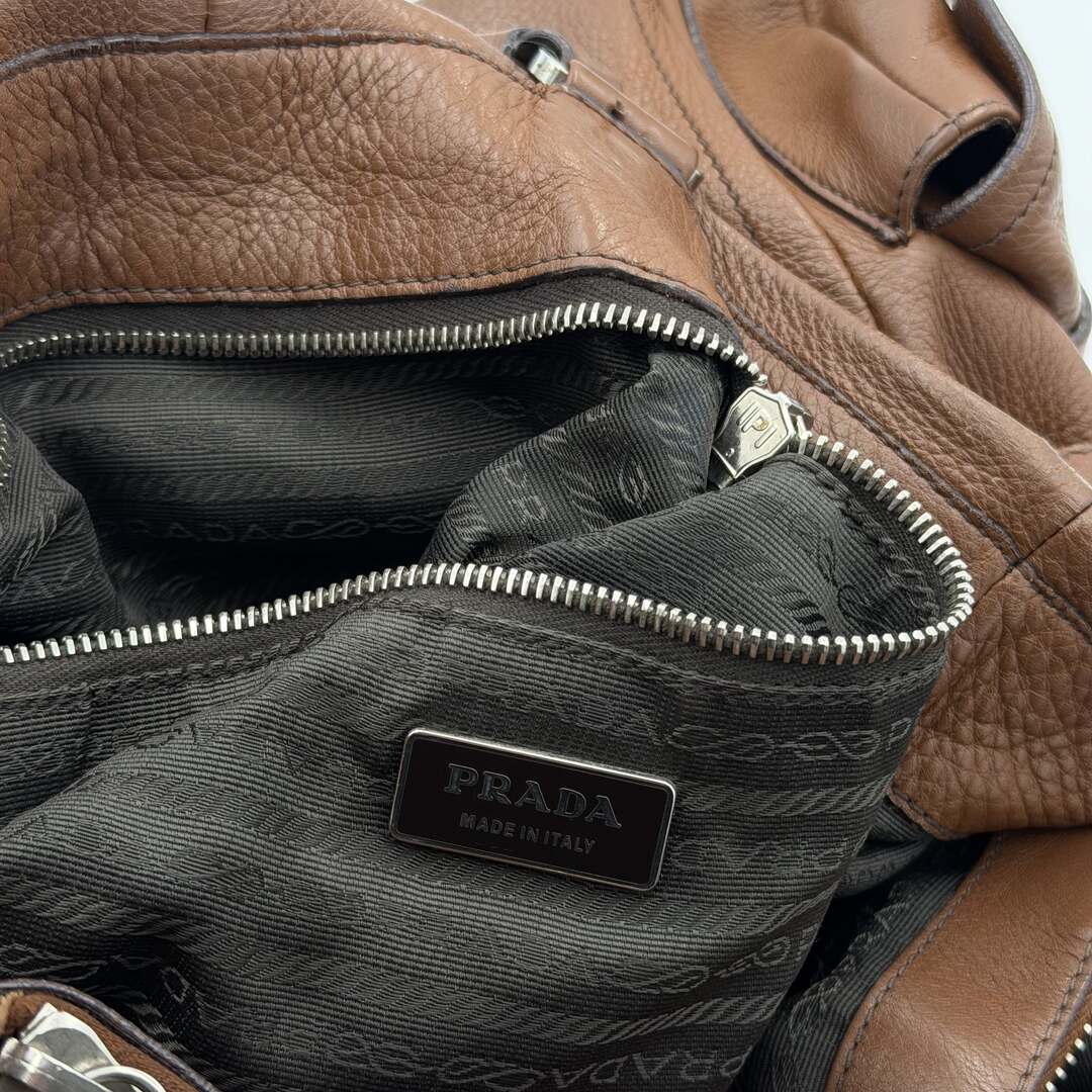 Prada Vitello Daino Leather Brown Tote Bag