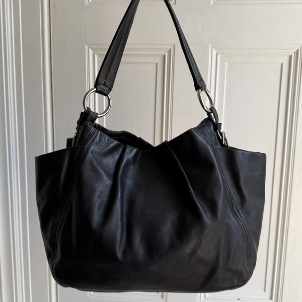 Prada Hobo Cervo Leather Black Tote Bag