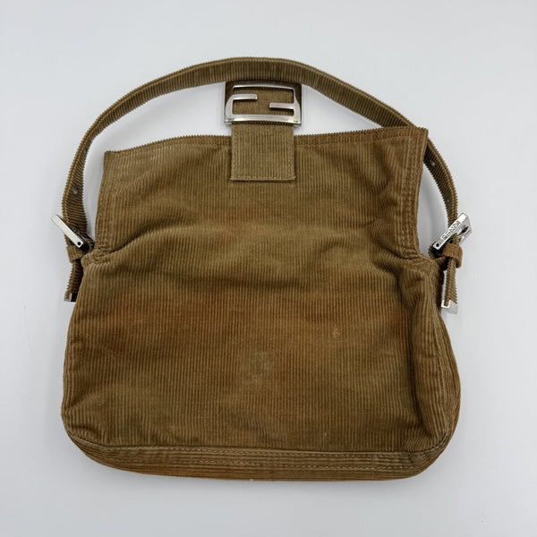 Fendi Mamma Baguette Corduroy Brown Shoulder Bag
