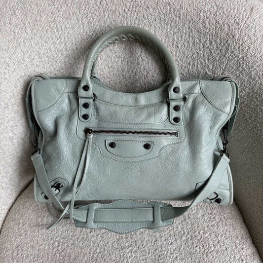 2014 Balenciaga The City Leather Baby Blue Handbag