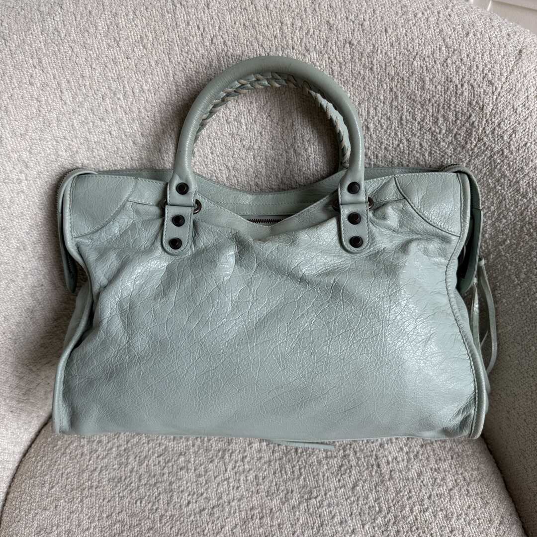 2014 Balenciaga The City Leather Baby Blue Handbag