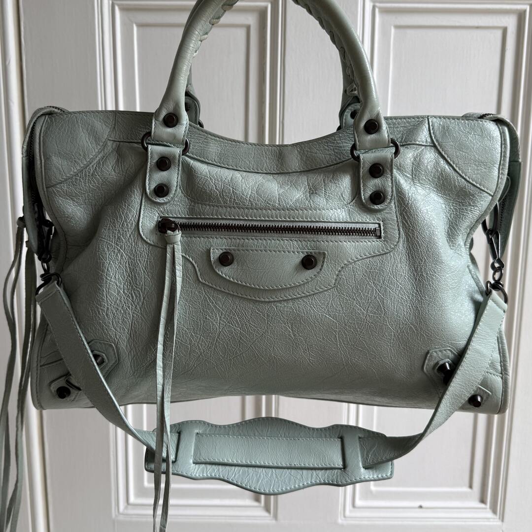 2014 Balenciaga The City Leather Baby Blue Handbag