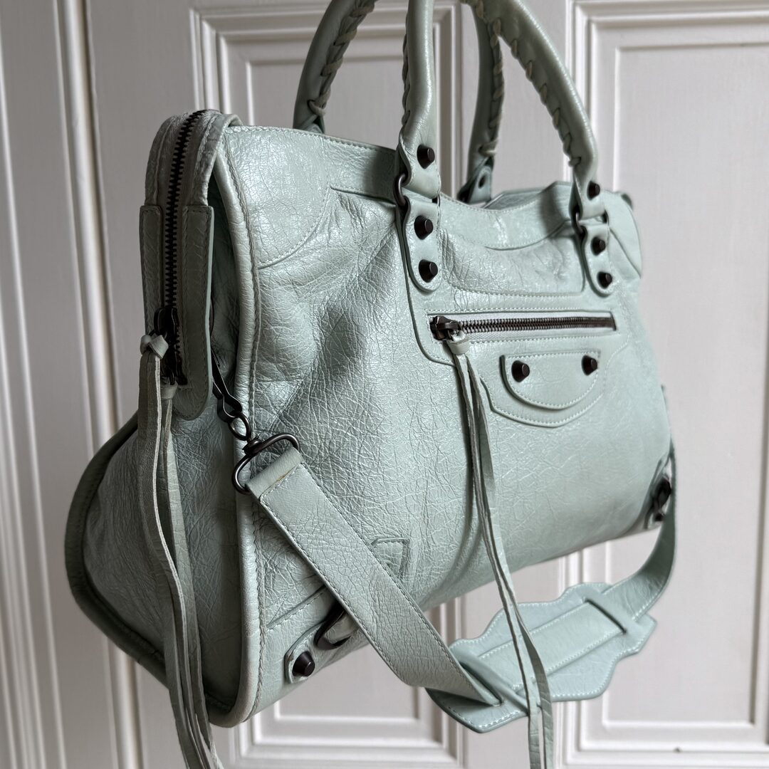2014 Balenciaga The City Leather Baby Blue Handbag