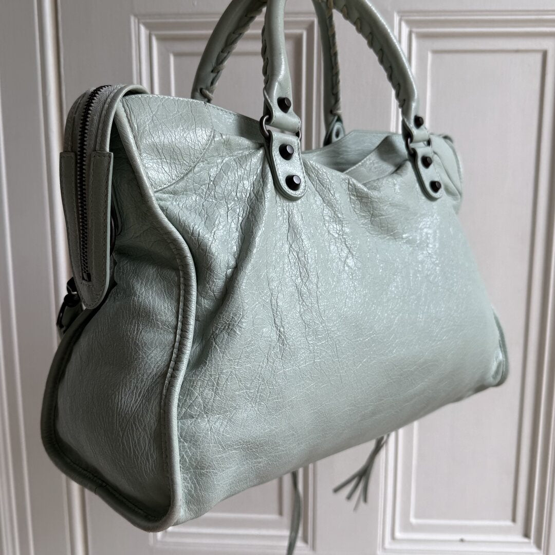 2014 Balenciaga The City Leather Baby Blue Handbag