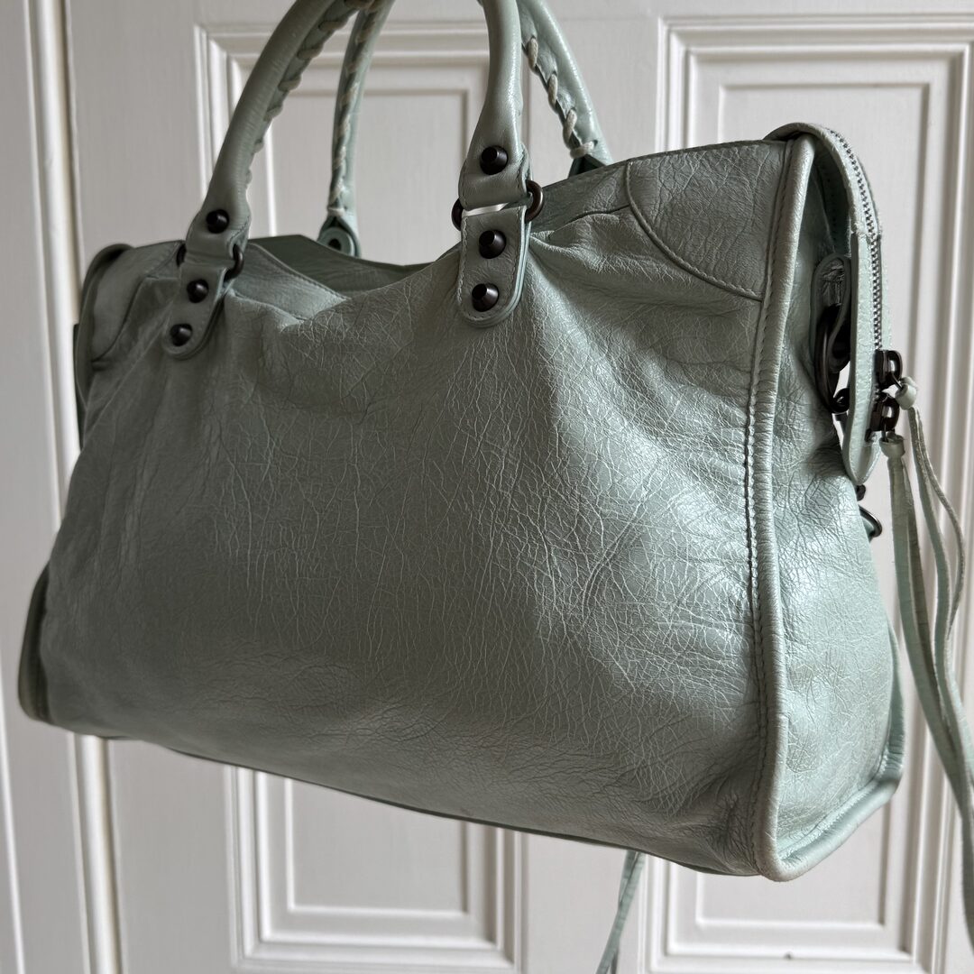 2014 Balenciaga The City Leather Baby Blue Handbag
